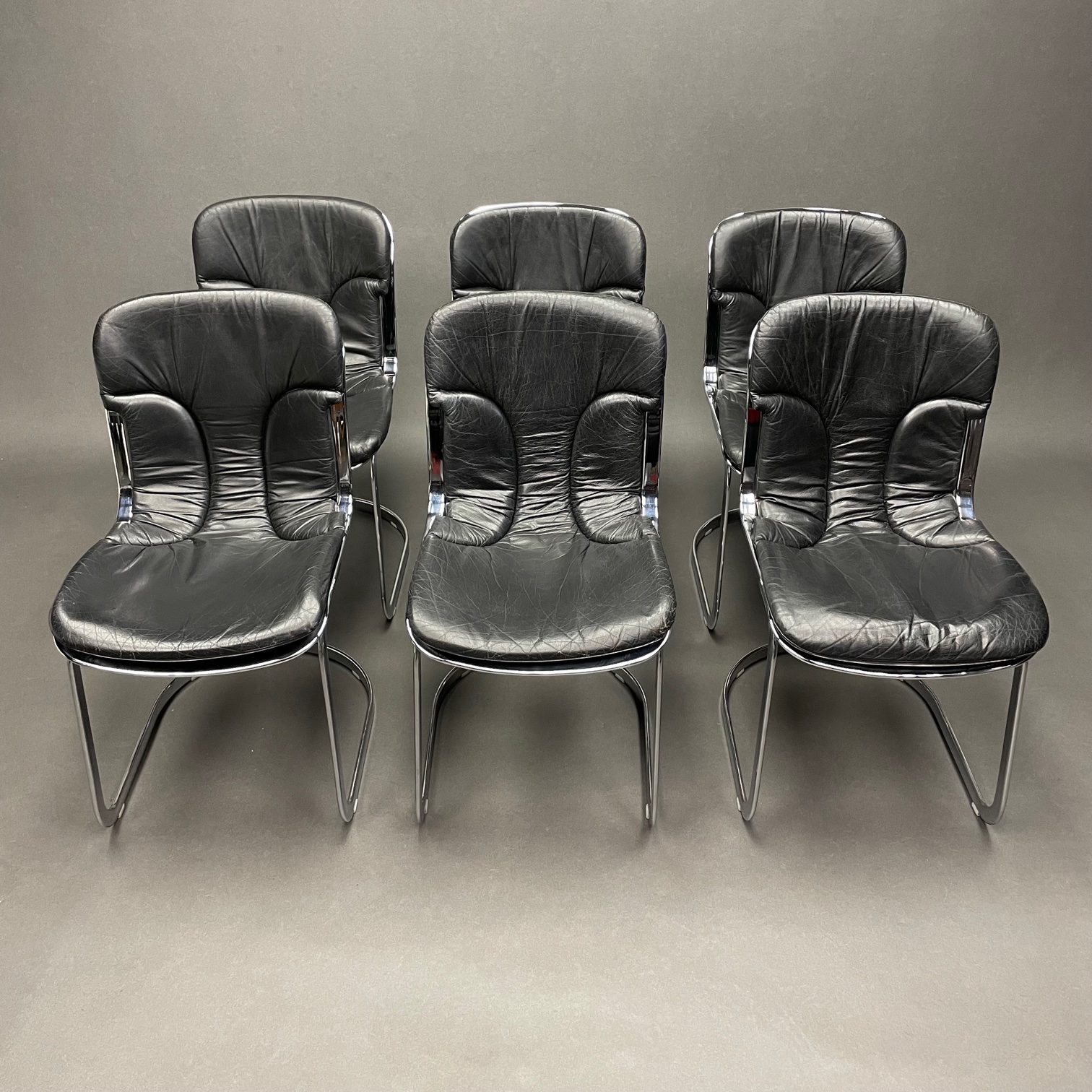 Lot de 6 Chaises Willy Rizzo Cidue Lot de 6 Chaises Willy Rizzo Cidue