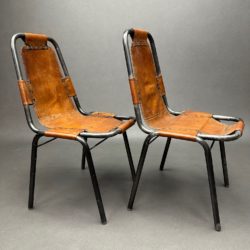 Paire de Chaises en Métal et Cuir les Arcs – 1960 Charlotte Perriand